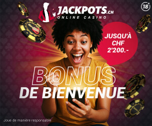Jackpots.ch - Bonus de bienvenue jusqu'à CHF 2'200